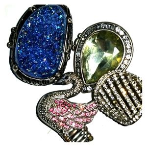 Stretch Rings Lot 4 Large Statement Bling Swan